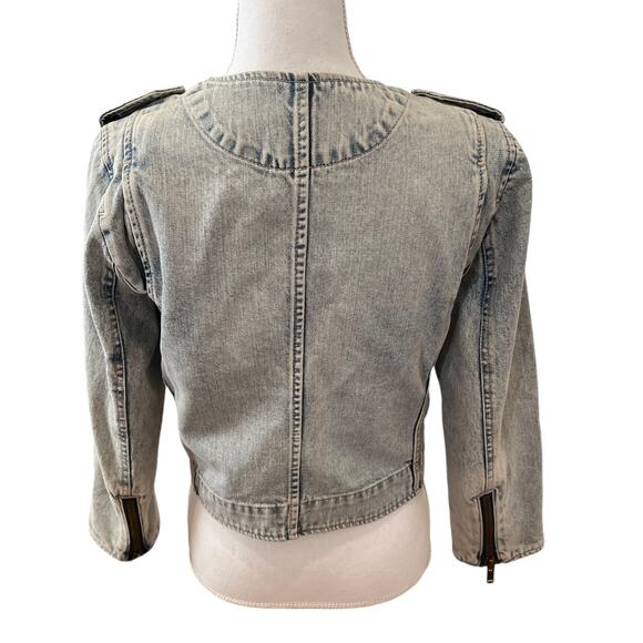 Gap Moto Denim Jean Jacket Light Acid Wash M - Picture 4 of 6